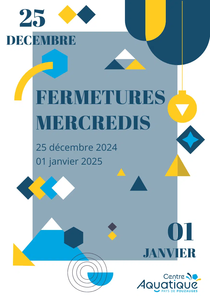 Image principale FERMETURES – MERCREDIS 25-12-2024 et 01-01-2025