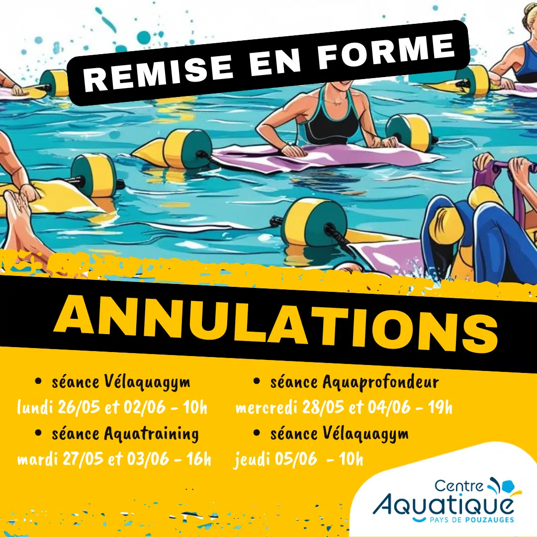 Image principale 📢 [INFO ANNULATION – SÉANCES DE REMISE EN FORME] SEMAINES 22 ET 23