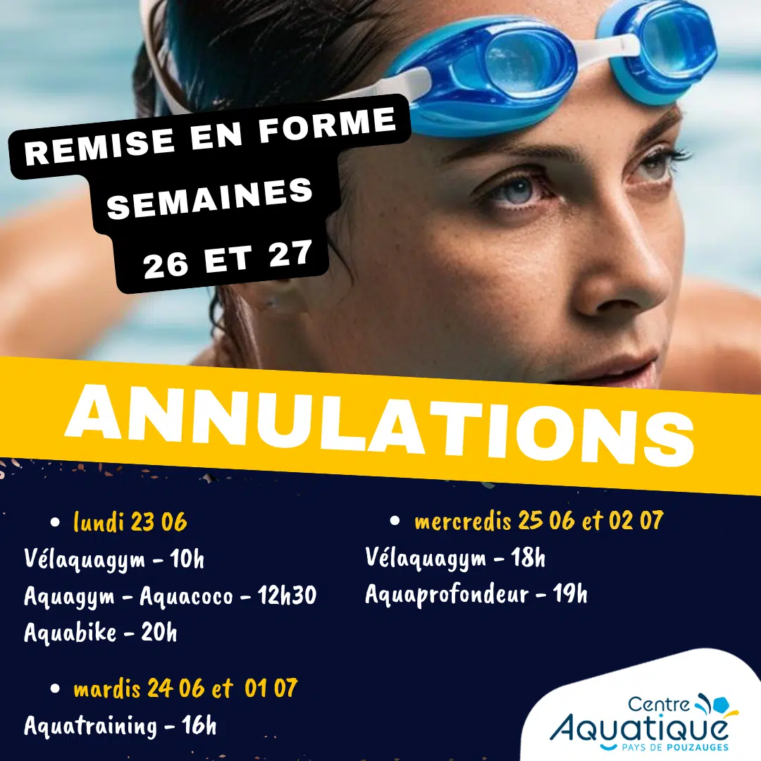 Image principale 📢 [INFO ANNULATION – SÉANCES DE REMISE EN FORME] SEMAINES 26 ET 27