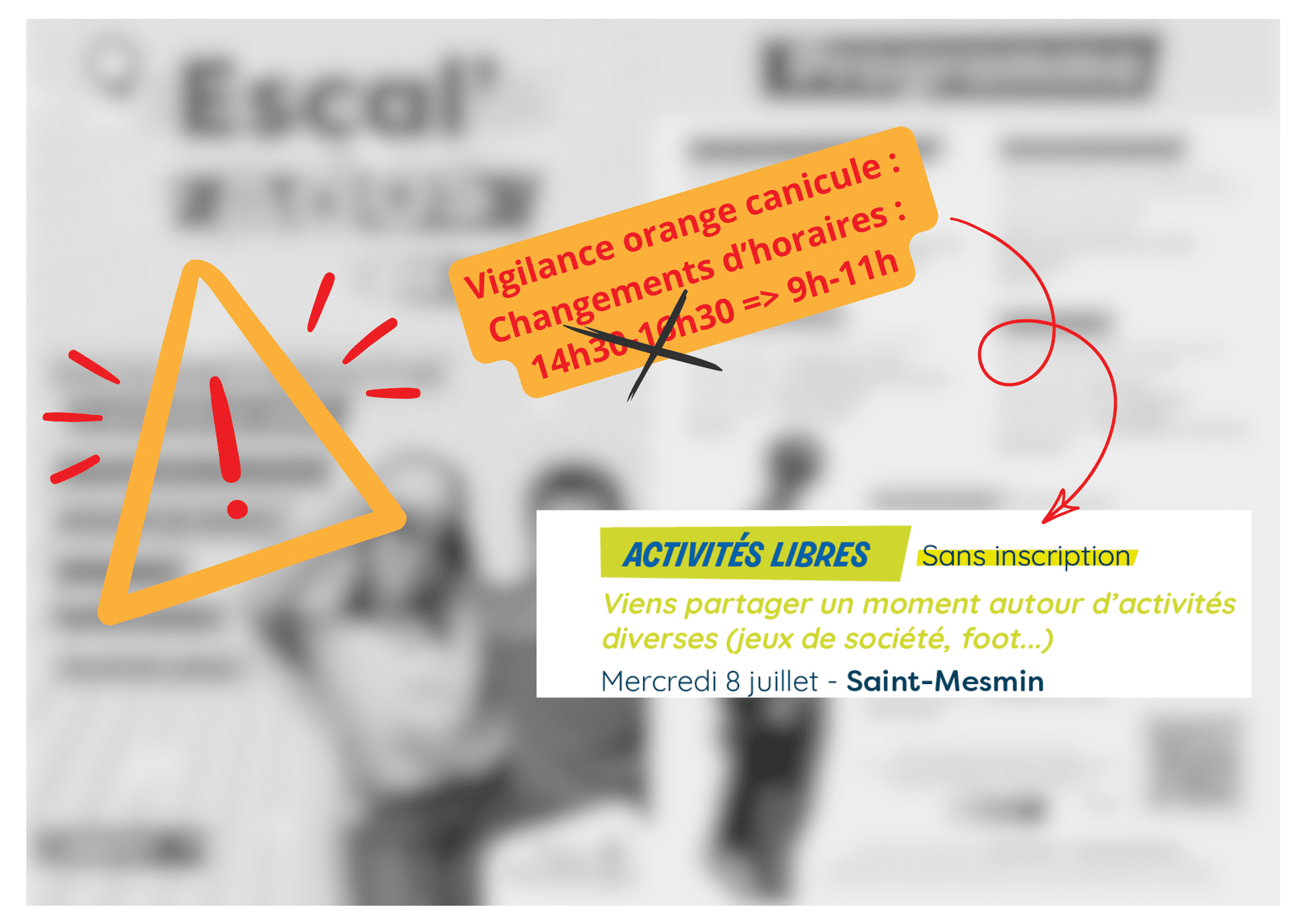 Photo Changements d&rsquo;horaires activités jeunes